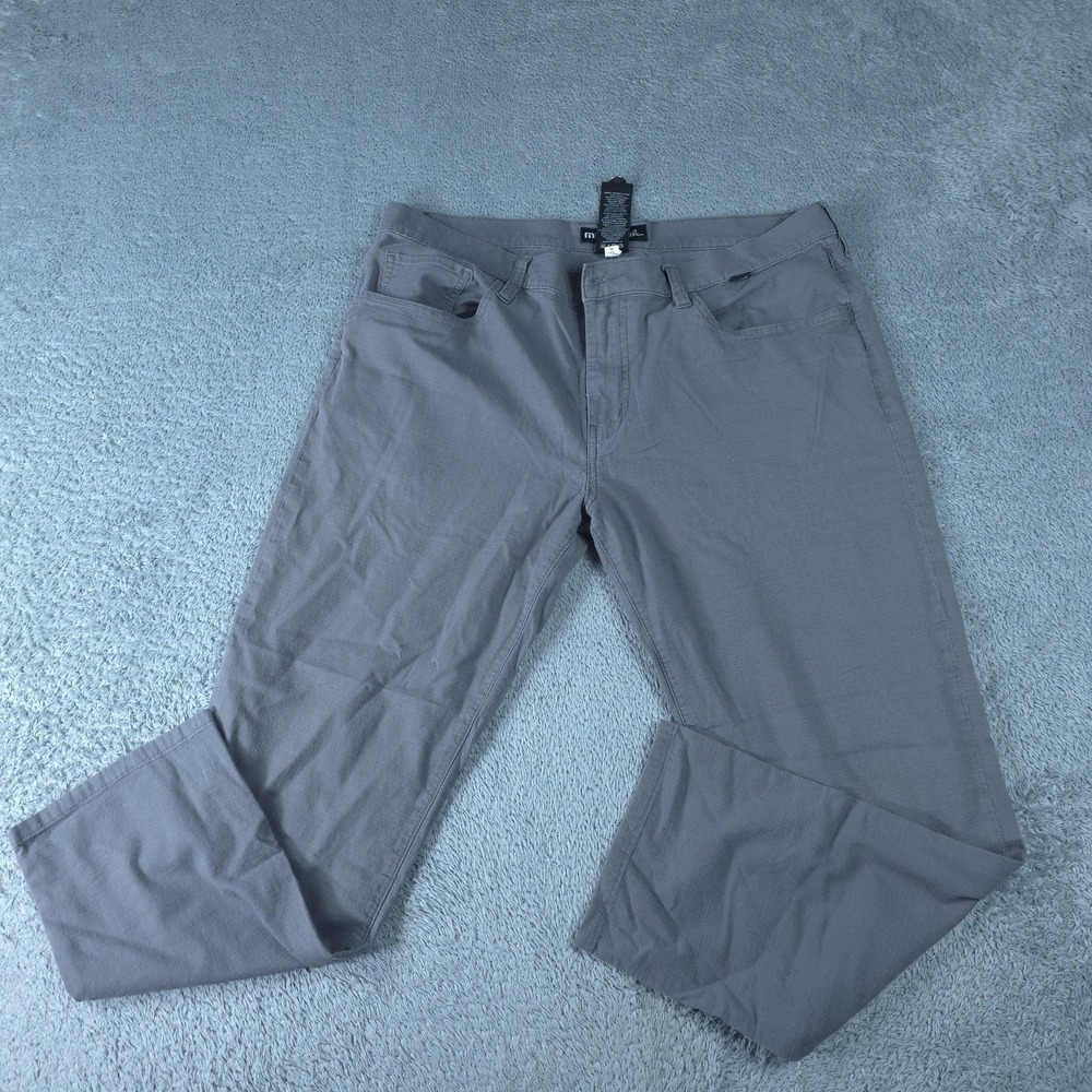 TravisMathew Chino Pants Mens 38x28 Gray Cotton Stretch 5 Pocket Straight Tag 36